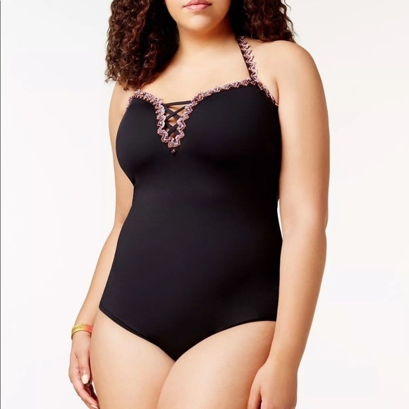 BECCA Plus Size Mardi Gras One Piece Swimsuit - Picture 1 of 5